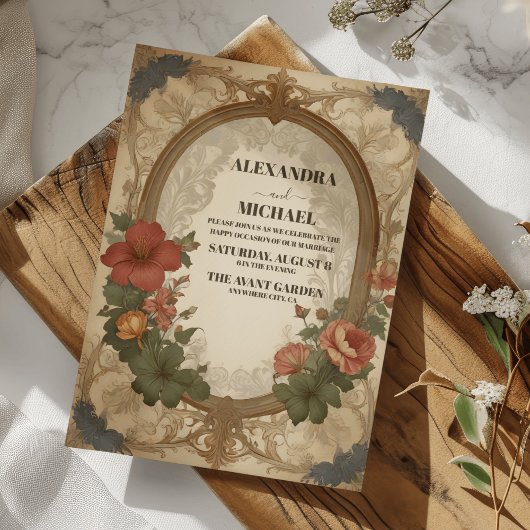 Invitation Fancy Vintage Art Nouveau Floral Mariage