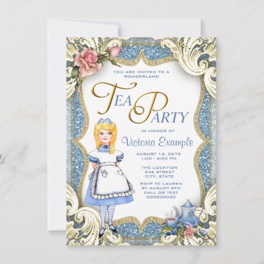 Invitation Fancy Wonderland Tea Party (Devant)