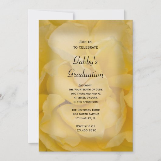 Invitation Fancy Yellow Rose Graduation Party (Devant)