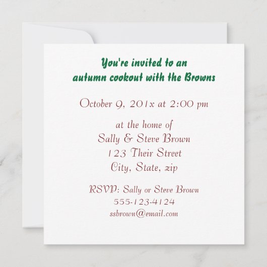 Invitation fanée de trembles (Dos)