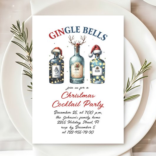 Invitation Fanny Hand Drake Noël Fête Cocktail