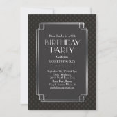 Invitation Fans d'argent élégants fête d'anniversaire Art déc (Devant)