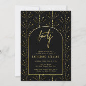Invitation Fans déco Fireworks Gold Boho Frame 40e anniversai (Devant)