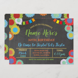 Invitation Fans mexicaines florales d'anniversaire de fiesta