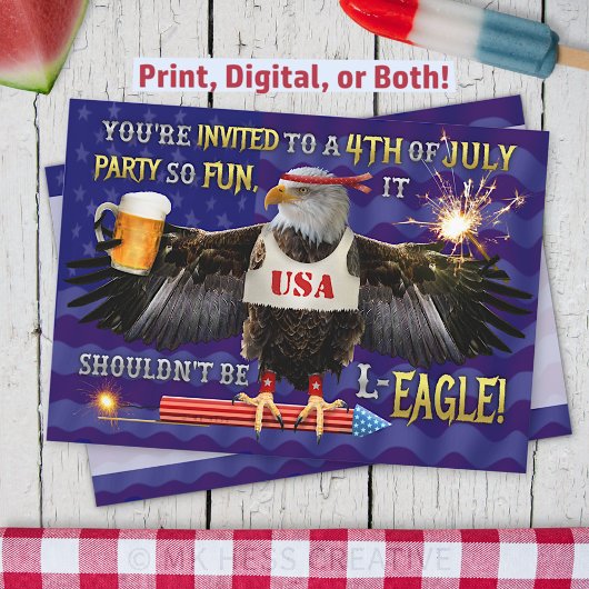 Invitation Fantaise 4 juillet | Feu d'artifice de bière Eagle