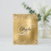 Invitation fantaisie à monogramme en feuille d'or  (Debout devant)