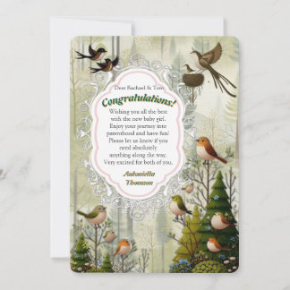 Invitation Fantaisie artistique, dessins d'oiseaux en couleur