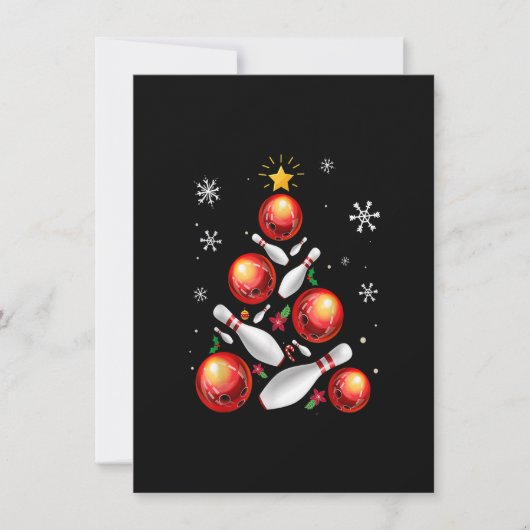Invitation Fantaisie bowling sapin lumières Noël (Devant)