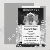 Invitation Fantaisie Chat noir et blanc fête de graduation (Devant / Derrière)