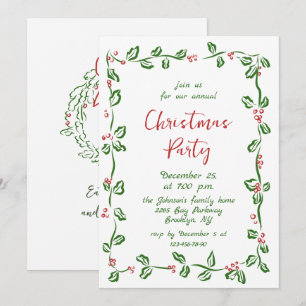 Invitation Fantaisie Main dessinée Whimsical Noël Fête