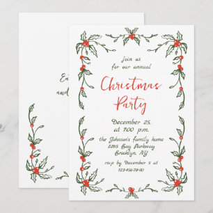 Invitation Fantaisie Main dessinée Whimsical Noël Fête