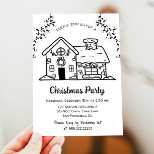 Invitation Fantaisie simple pain d'épices Maison Noël
