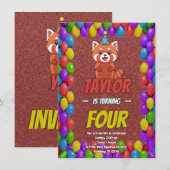 Invitation Fantaisiste Adulte Panda Rouge (Devant / Derrière)