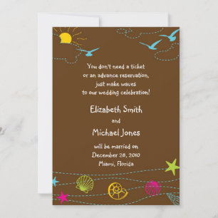 Invitation Fantaisiste de Plage - Marron