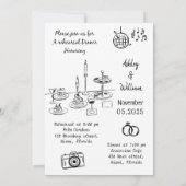 Invitation Fantaisiste Dessinée à la Main Excentrique La Nuit (Dos)