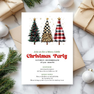 Invitation fantaisiste léopard et arbre de Noël or