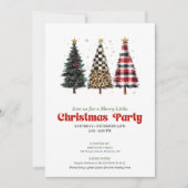 Invitation fantaisiste léopard et arbre de Noël or (Devant)