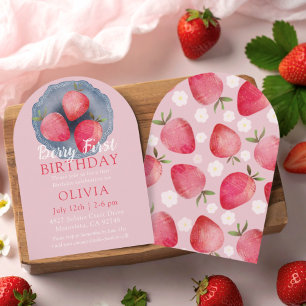 Invitation Fantaisiste Rouge et Rose pour 1er Anni