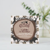 Invitation Fantaisiste Rustique Animaux de la Forêt Sauvage 1 (Debout devant)