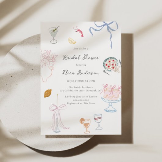 Invitation Fantasie Douce Mariage Illustré aux Couleurs Vives