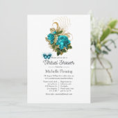 Invitation Fantasie Turquoise et Or Virtuelle Douche (Debout devant)