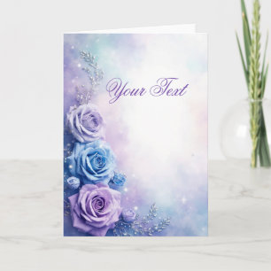 Invitation Fantasme rêveur Roses violettes et bleues