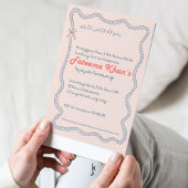 Invitation Fantasque ondulation de rose carmin et de bleu dou