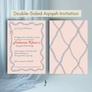 Invitation Fantasque ondulation de rose carmin et de bleu dou