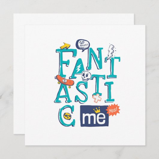 Invitation Fantastic Me Round Sticker Design (Devant / Derrière)
