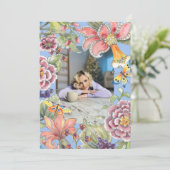 Invitation Fantastique 50 Tropical Floral Blue 50e anniversai (Debout devant)