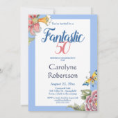 Invitation Fantastique 50 Tropical Floral Blue 50e anniversai (Dos)