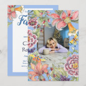 Invitation Fantastique 50 Tropical Floral Blue 50e anniversai (Devant / Derrière)