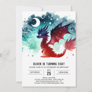 Invitation Fantastique dragon ailé Fête d'anniversaire