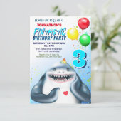 Invitation Fantastique fête Anniversaire de enfant de requin (Debout devant)