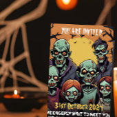 Invitation Fantastique Fête d'Halloween de la famille Zombie