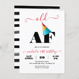Invitation Fantastique moderne Vieux Fête d'Anniversaire AF
