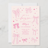 Invitation Fantastique ONE Coquette Bow rose fête d'anniversa (Devant)