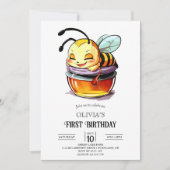 Invitation Fantasy coloré Digital Bee 1er anniversaire (Devant)