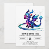Invitation Fantasy Colorful Dragon Digital Girl Anniversaire (Devant / Derrière)