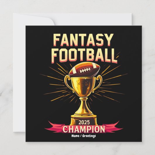 Invitation Fantasy Football 2025 Funny Champ Football Design (Devant)