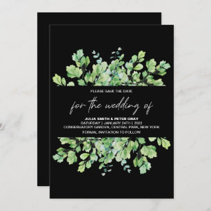 Invitation Fantom Black Leafy Enregistrer Le Mariage Date