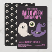 Invitation Fantôme Avec Sorcière Halloween Costume Party (Devant / Derrière)