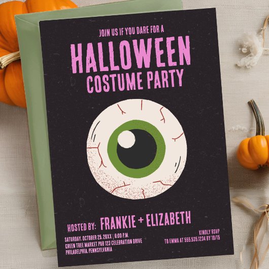 Invitation Fantôme Avec Sorcière Halloween Costume Party