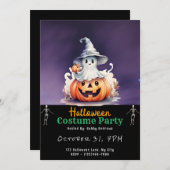 Invitation Fantôme avec sorcières grises Casquette Halloween  (Devant / Derrière)