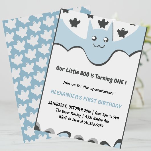 Invitation Fantôme Bateau volant Petit bosse Halloween 1er an