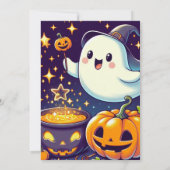 Invitation Fantôme, Cauldron, Citrouille, Étoiles Fête d'Hall (Dos)