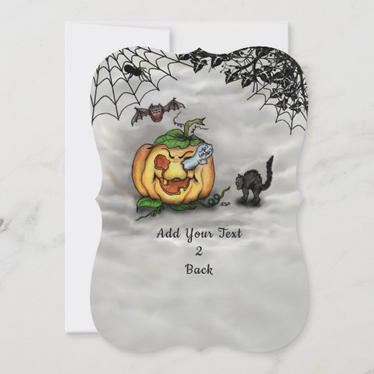Invitation Fantôme, Chat, Chat et Citrouille, Bonne Halloween (Dos)