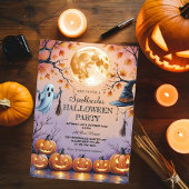 Invitation Fantôme, Citrouille et Pleine lune Halloween sangl
