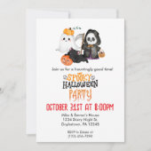 Invitation Fantôme Citrouille Grim Faucheuse mignonne Chat no (Devant)