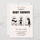 Invitation fantôme de chat noir bébé drôle showering (Devant)